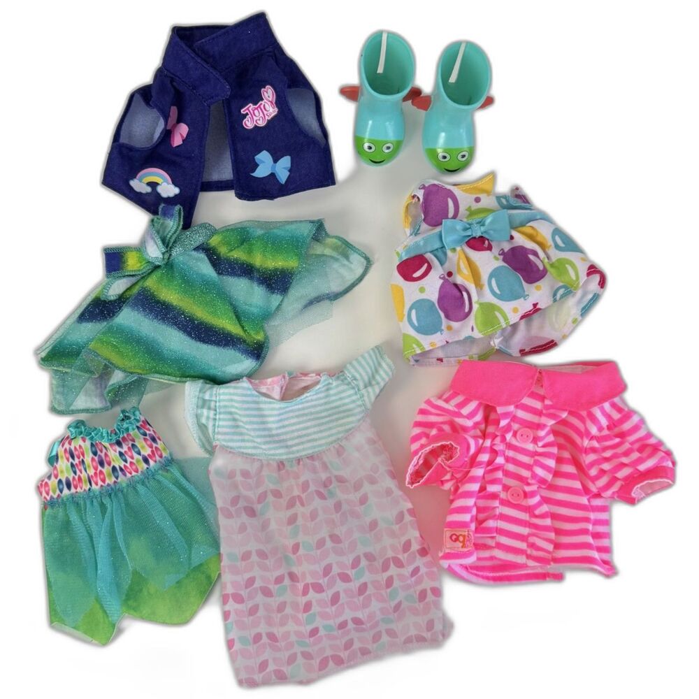 American Girl WellieWishers Doll Clothes Mixed Lot 8pc Dresses Boots JoJo 14.5"